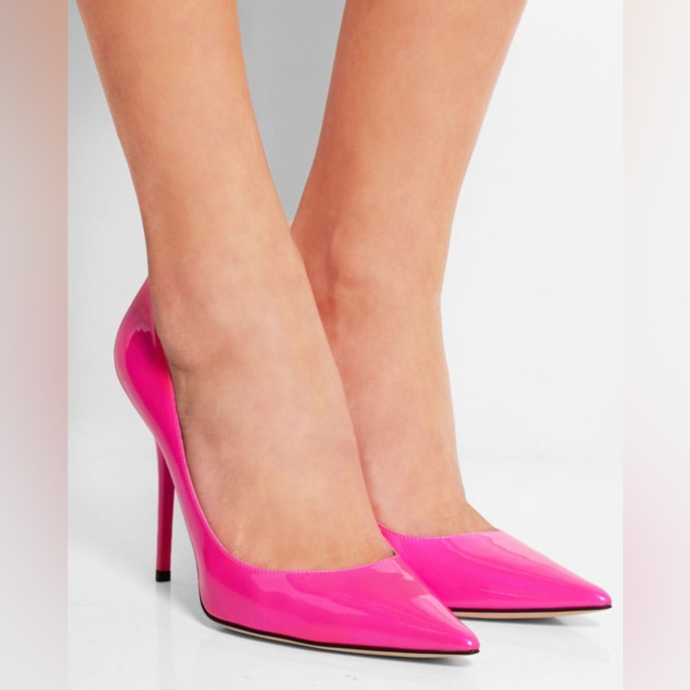 JIMMY CHOO Abel Neon pink Patent-leather Pumps